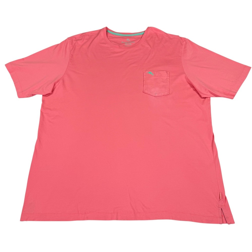Tommy Bahama Pima Cotton Pocket T Shirt Mens 2XL XXL Coral Pink Short Sleeve